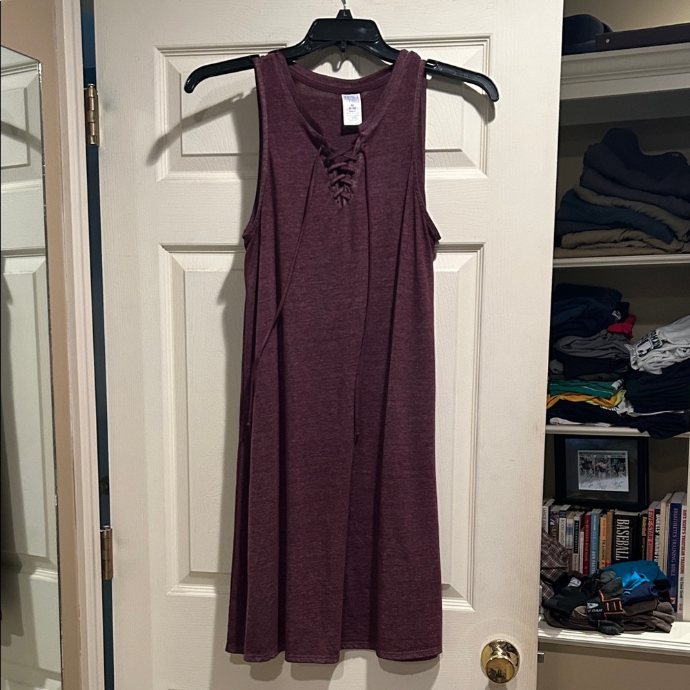 Time and Tru Maroon Lace-Up Top